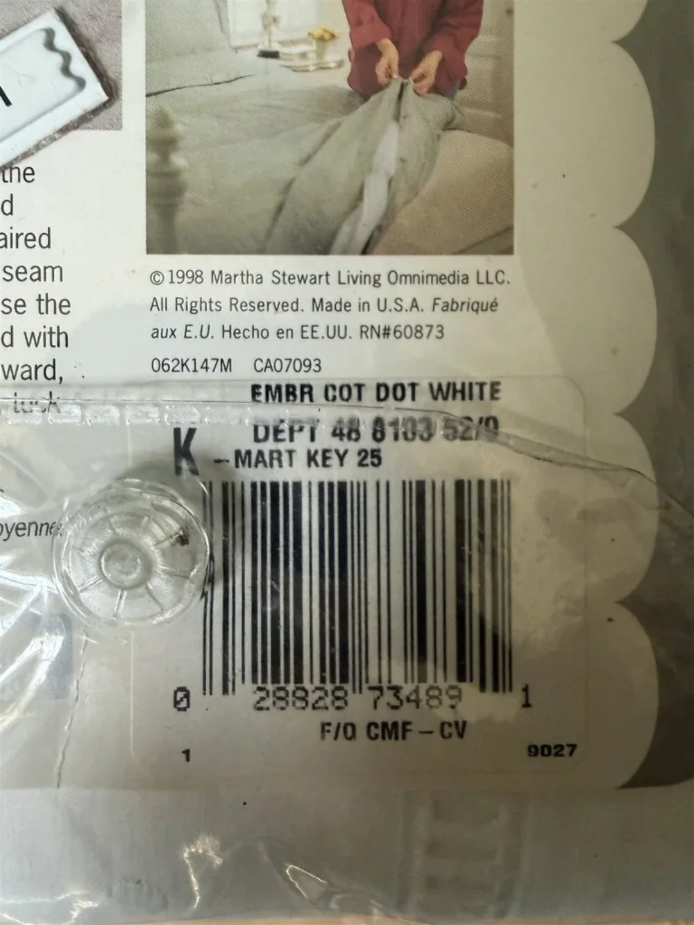 1998 Martha Stewart Full Queen Duvet Cover Embroidered Cotton Dots